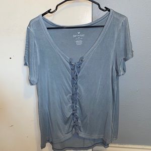 American Eagle soft and sexy light blue tee with adjustable tie